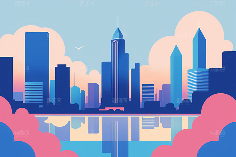 城市楼房大厦插画