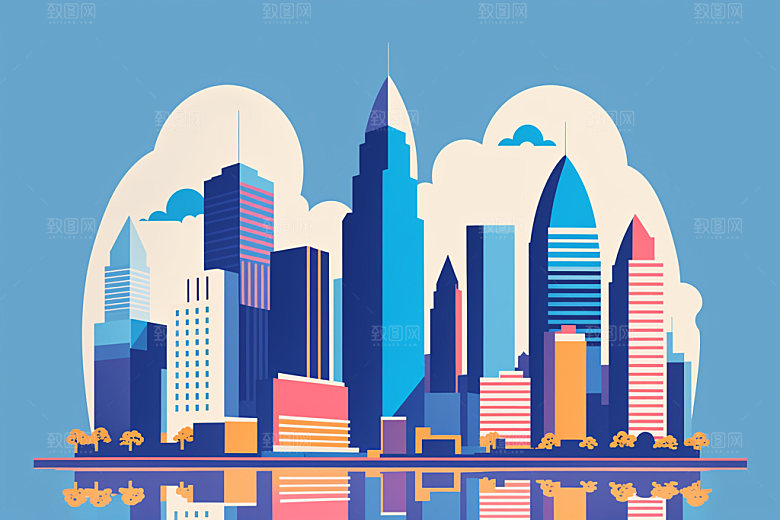 城市楼房都市插画