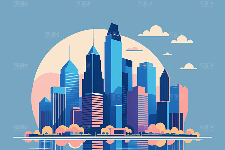 城市楼房简约插画