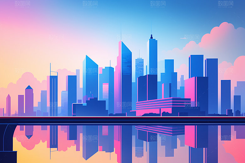 城市都市楼房插画