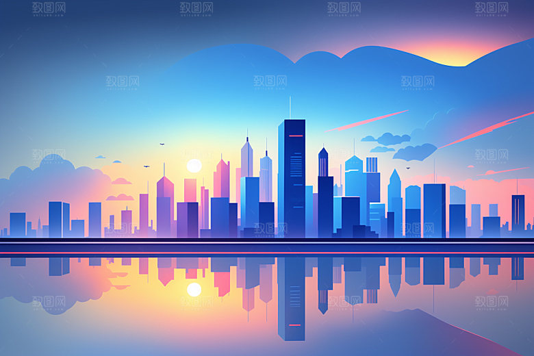 城市都市简约插画