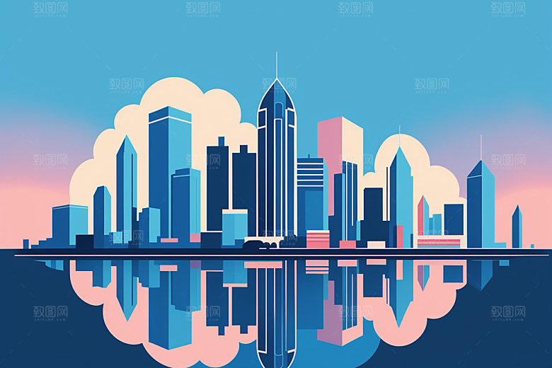 城市大厦楼房插画