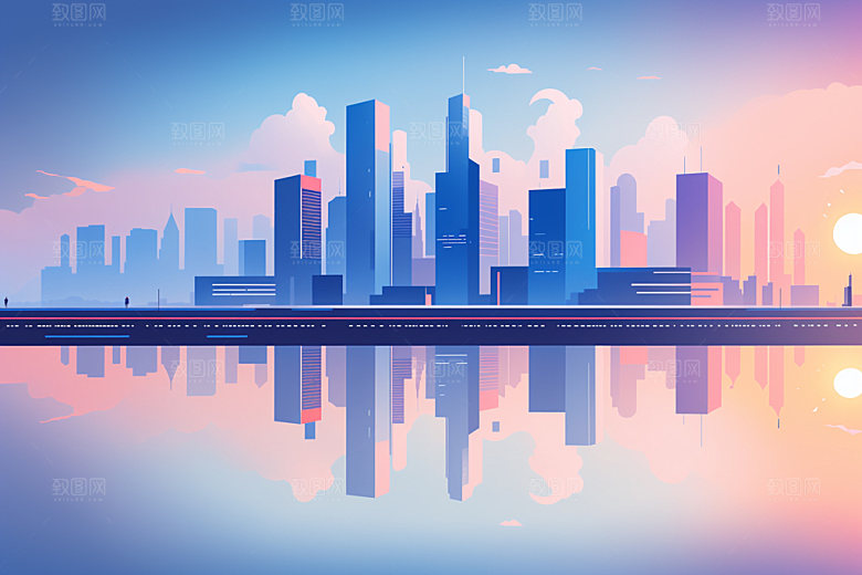 城市地标艺术插画