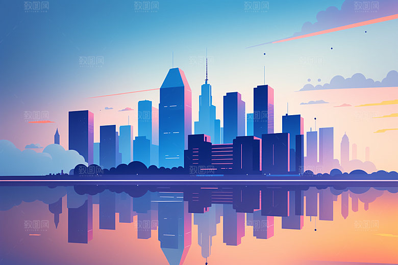 城市大厦楼房插画