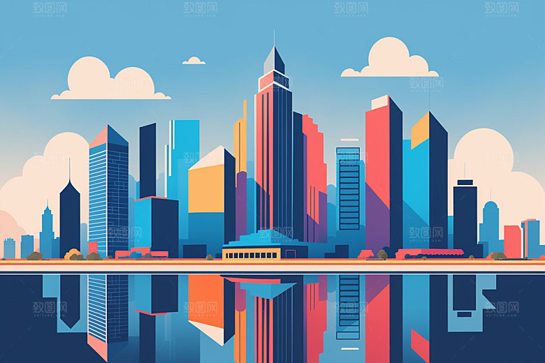 城市大厦都市插画