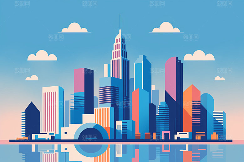 城市地标都市插画