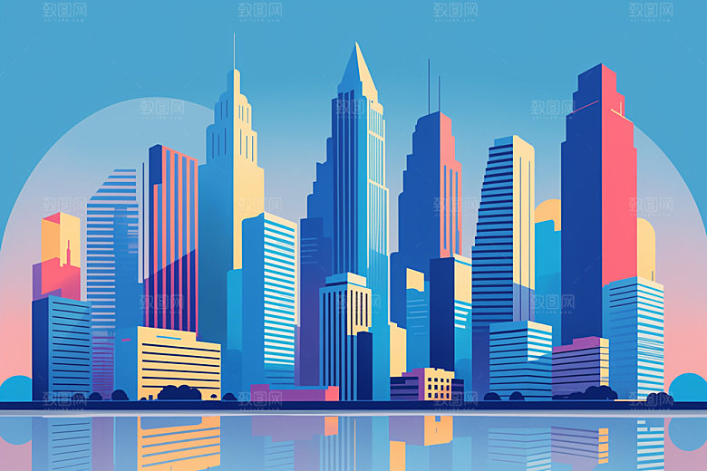 城市大厦都市插画