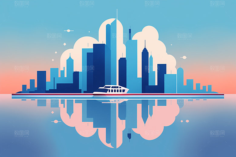 城市楼房大厦插画