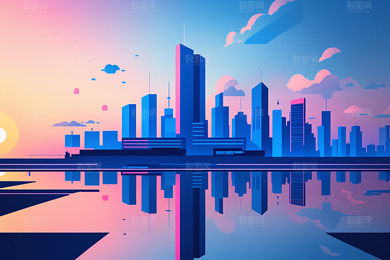 城市艺术大厦插画