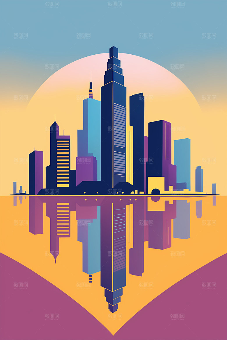 城市艺术简约插画