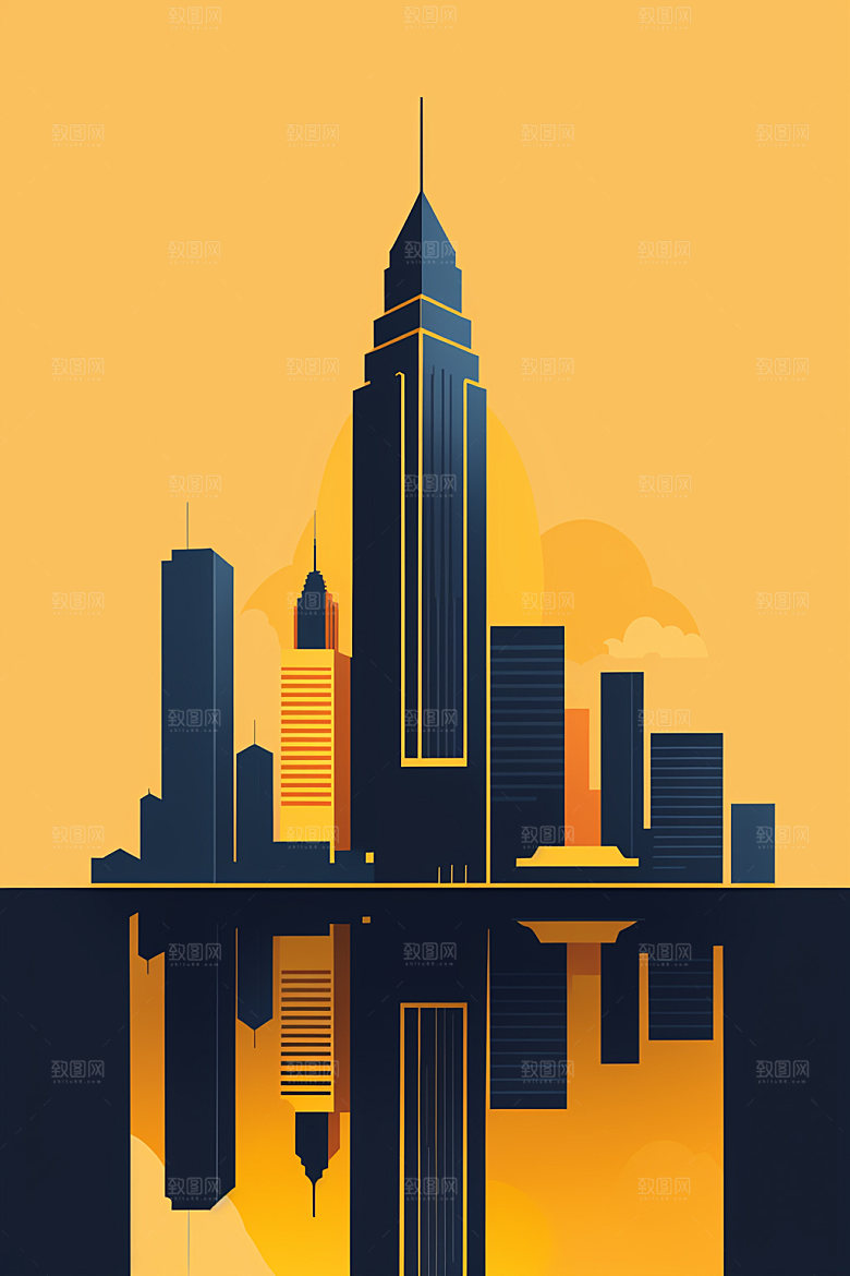 城市地标都市插画