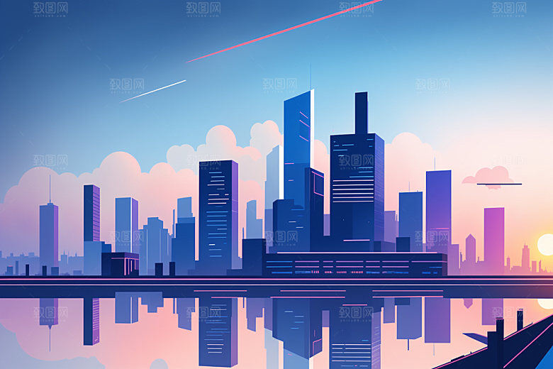 城市楼房简约插画