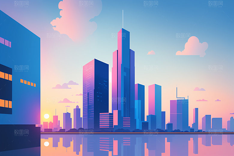 城市大厦都市插画