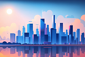 城市大厦楼房插画