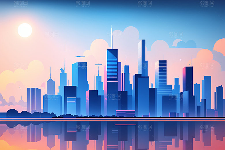 城市大厦楼房插画