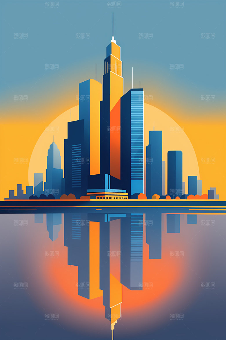 城市都市楼房插画