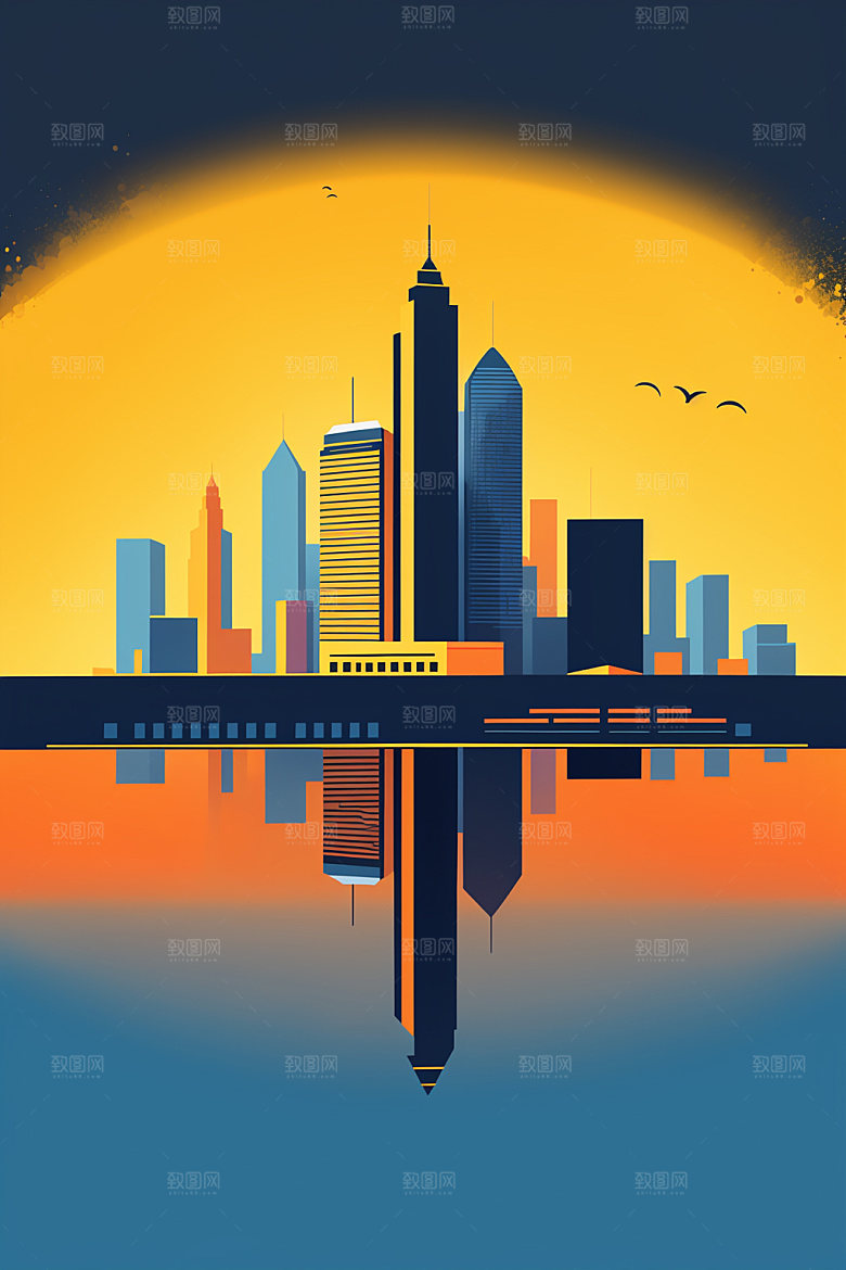 城市艺术地标插画
