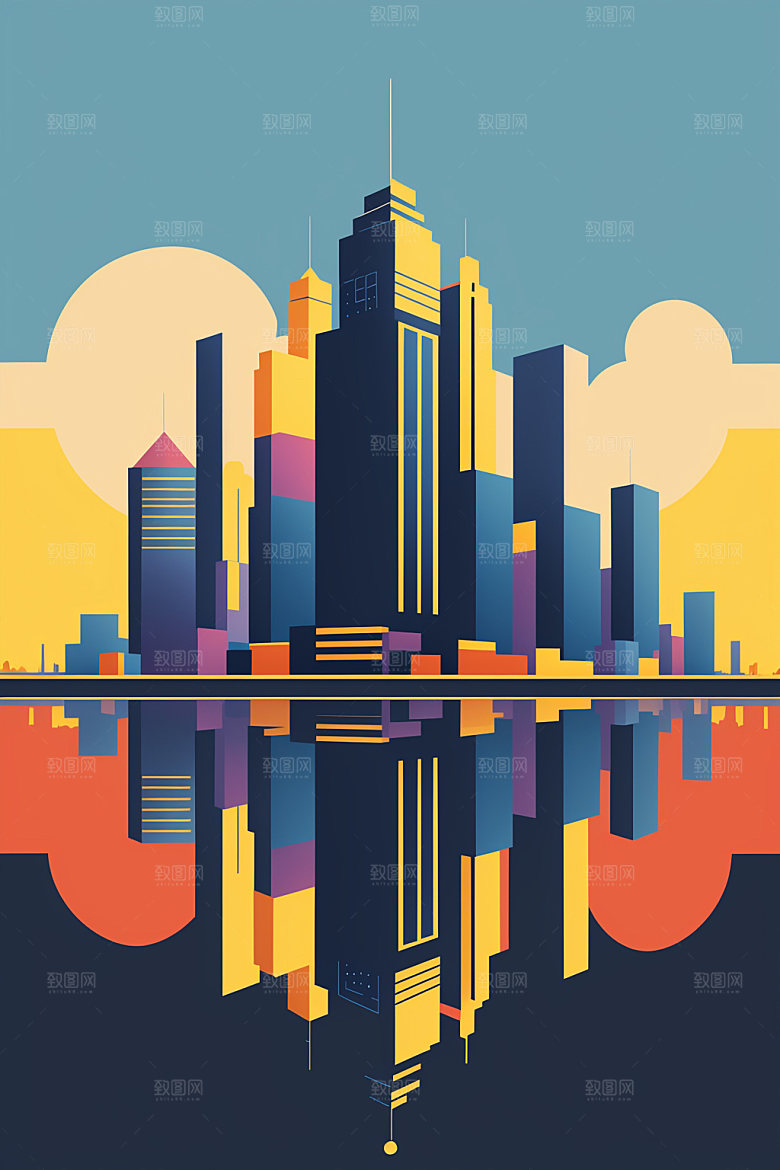 城市都市简约插画