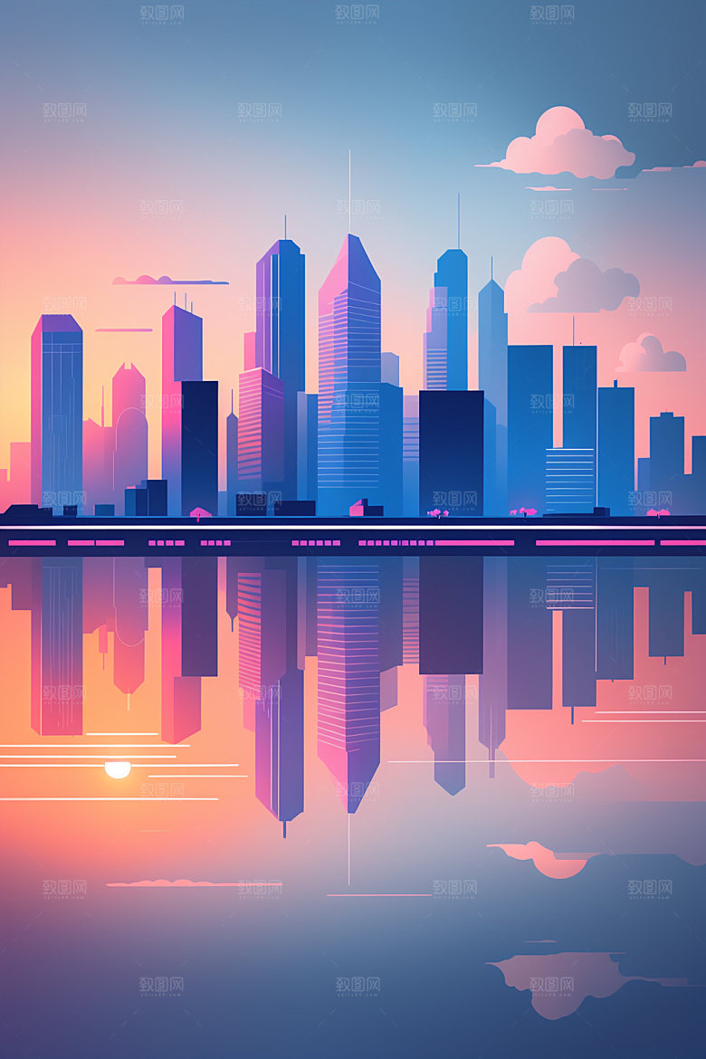 城市大厦都市插画
