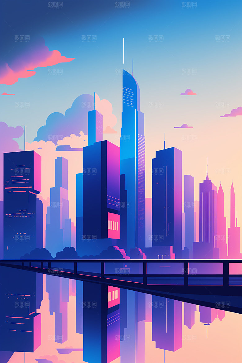 城市简约艺术插画