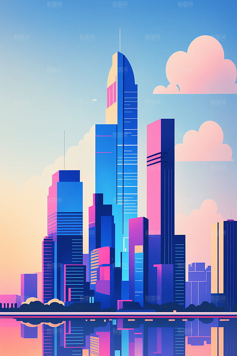 城市艺术大厦插画