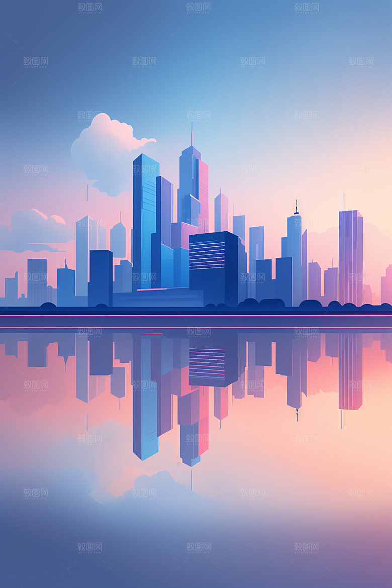 城市大厦都市插画