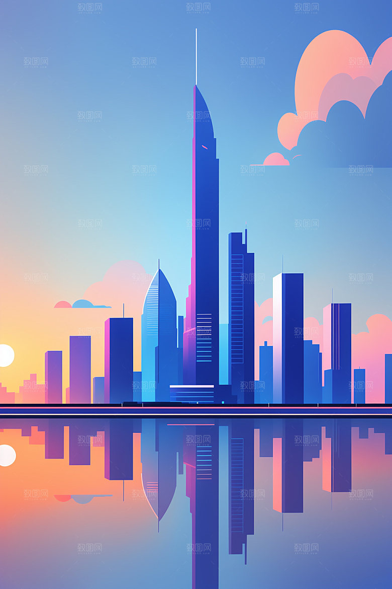 城市艺术楼房插画