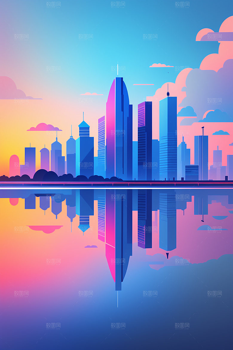 城市大厦都市插画