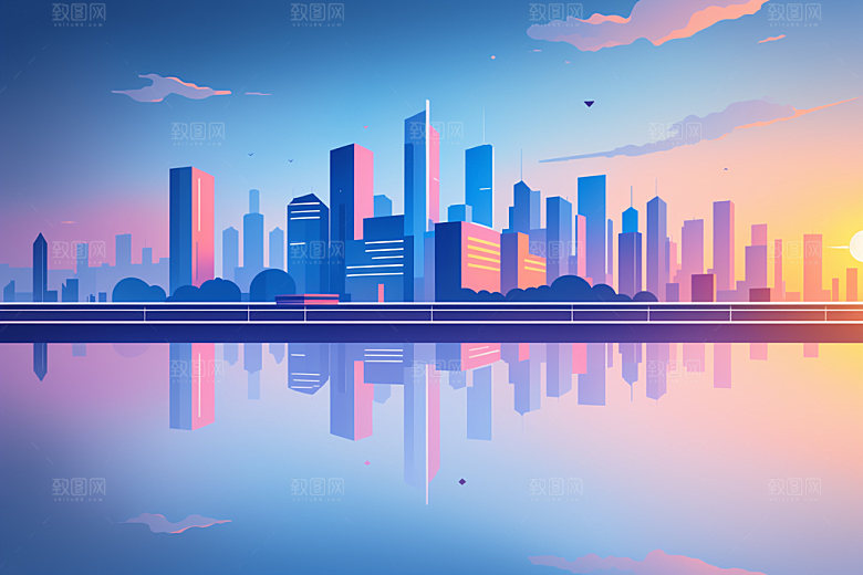 城市艺术简约插画
