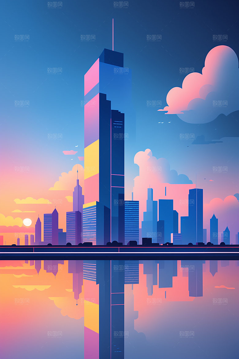 城市都市艺术插画
