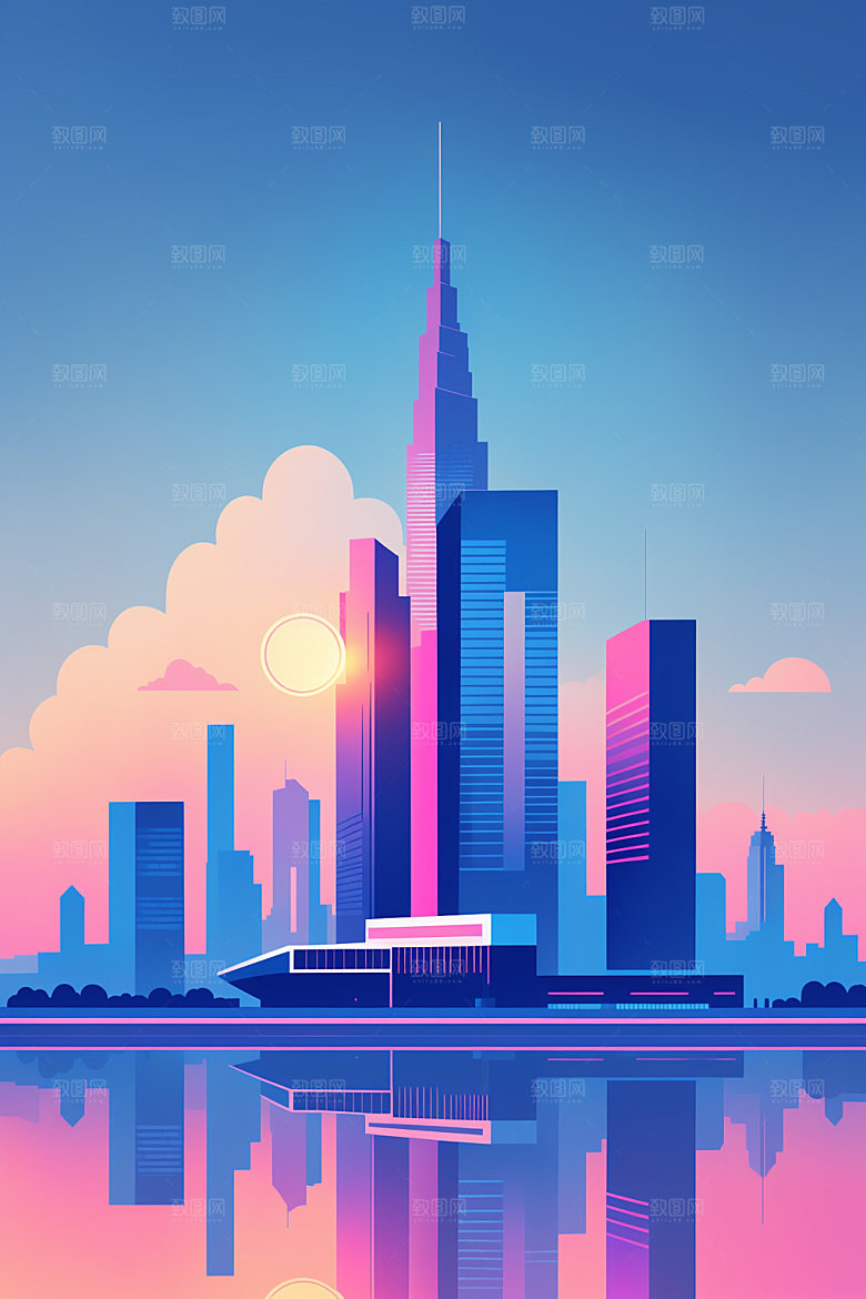 城市都市简约插画