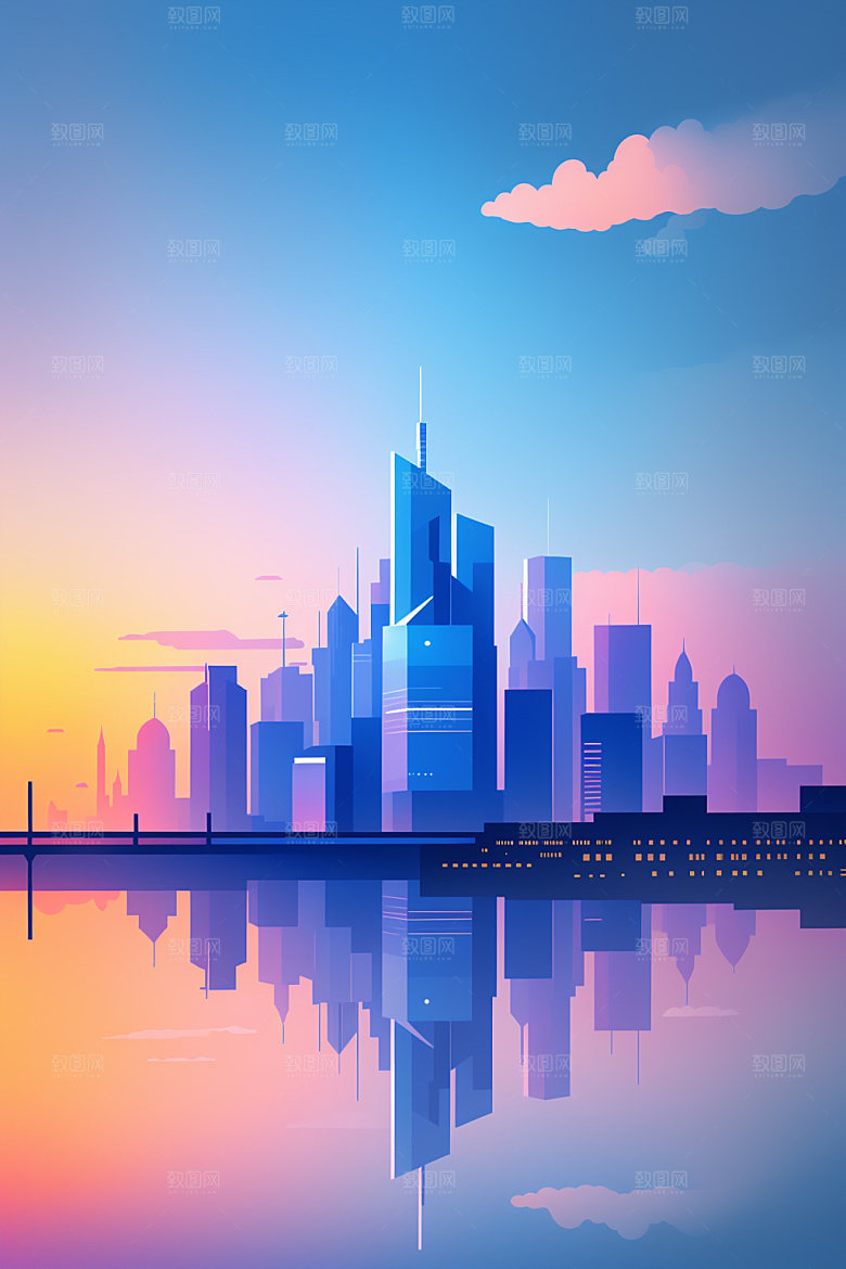 城市都市楼房插画