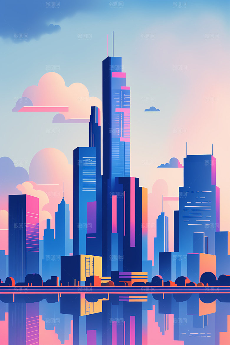 城市都市扁平风插画