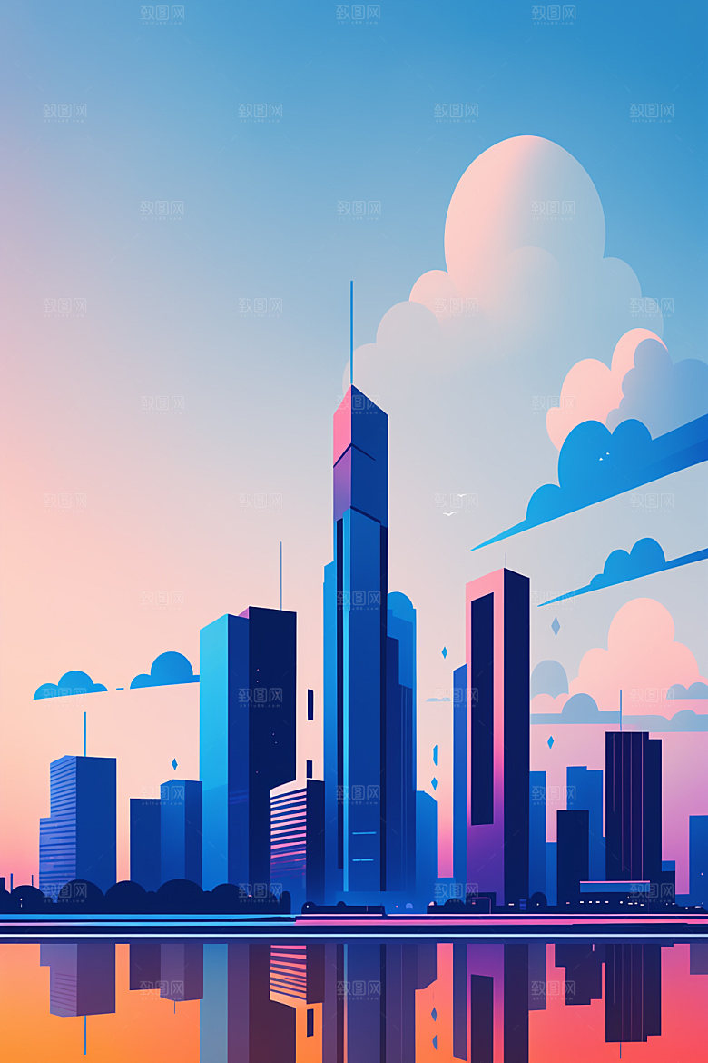 城市地标都市插画
