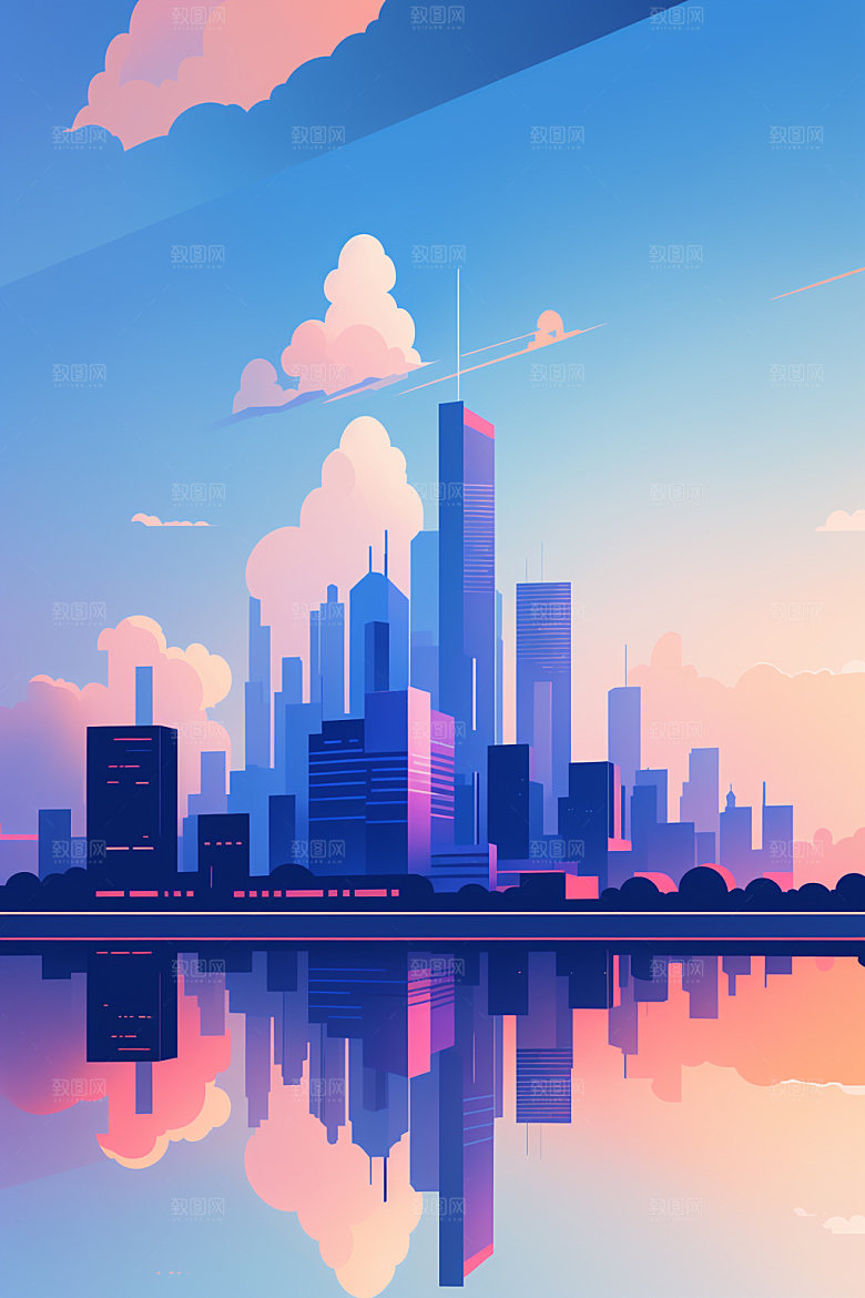 城市简约都市插画