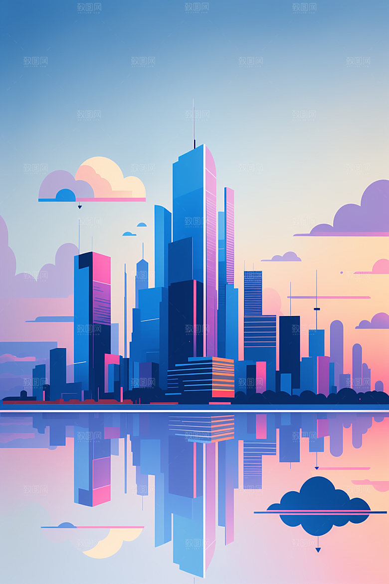 城市都市扁平风插画