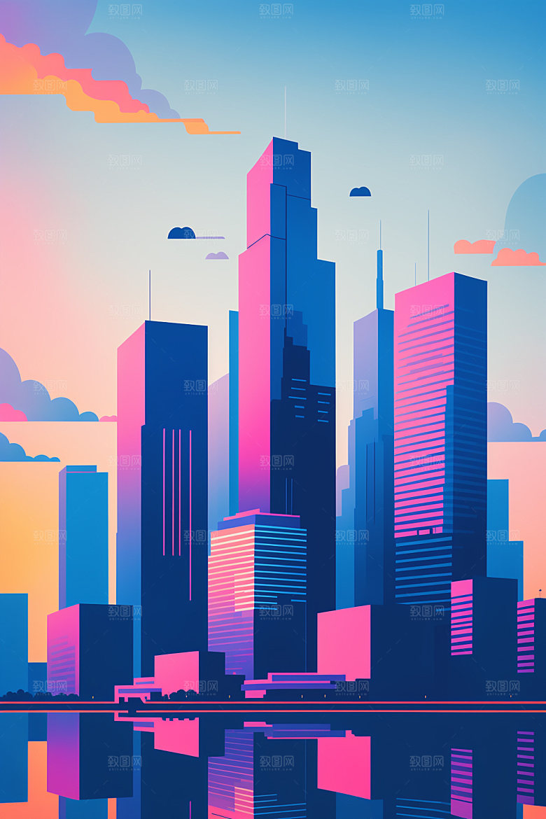 城市艺术楼房插画