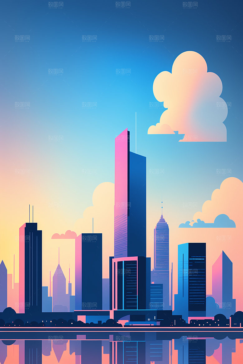 城市简约大厦插画