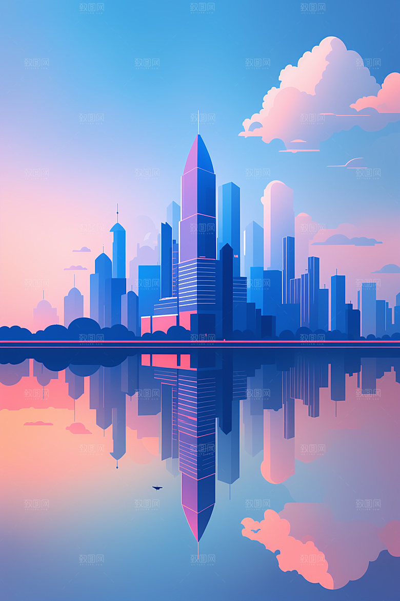 城市地标都市插画
