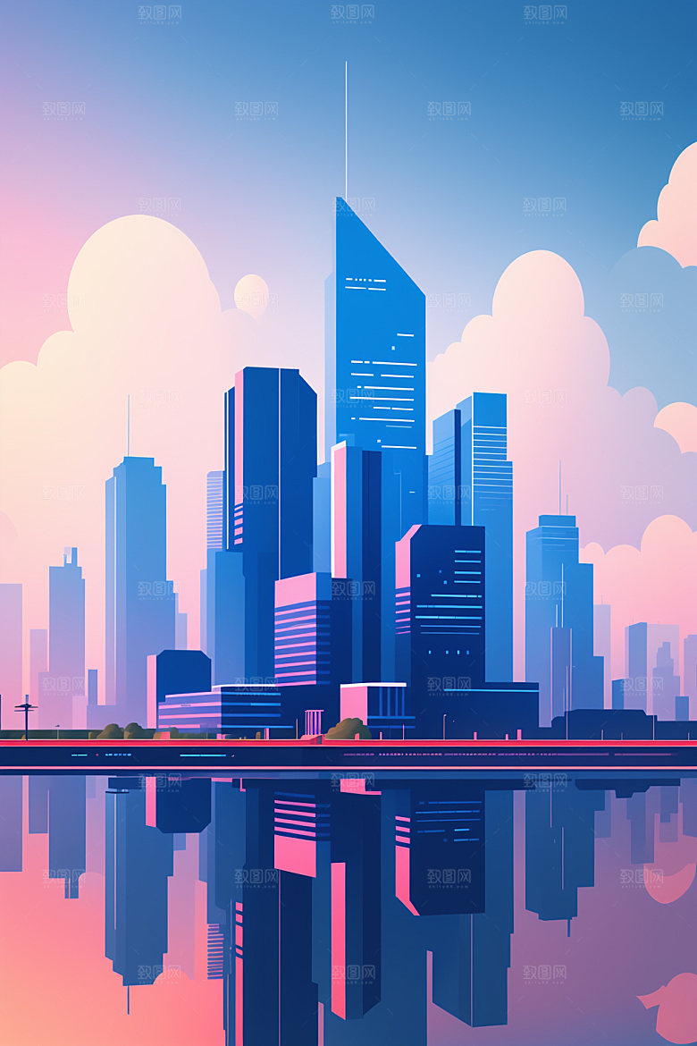 城市楼房简约插画