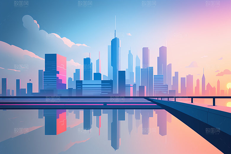 城市都市楼房插画