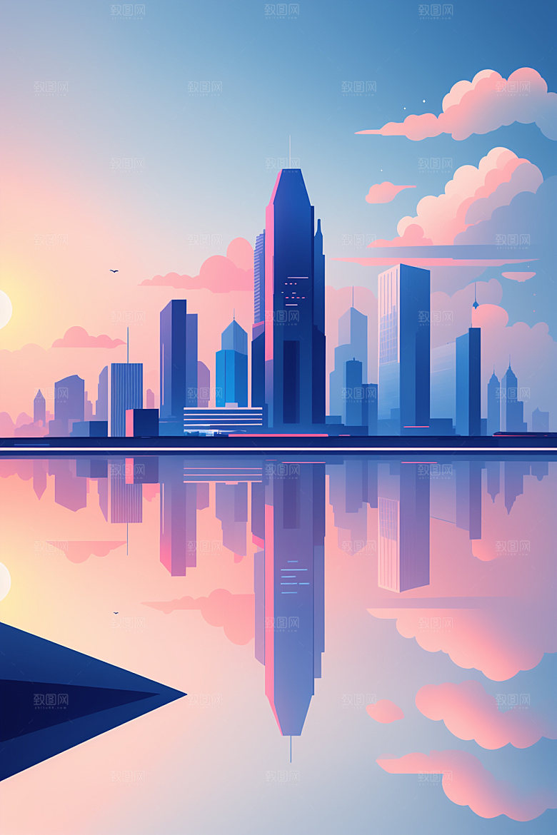 城市艺术大厦插画