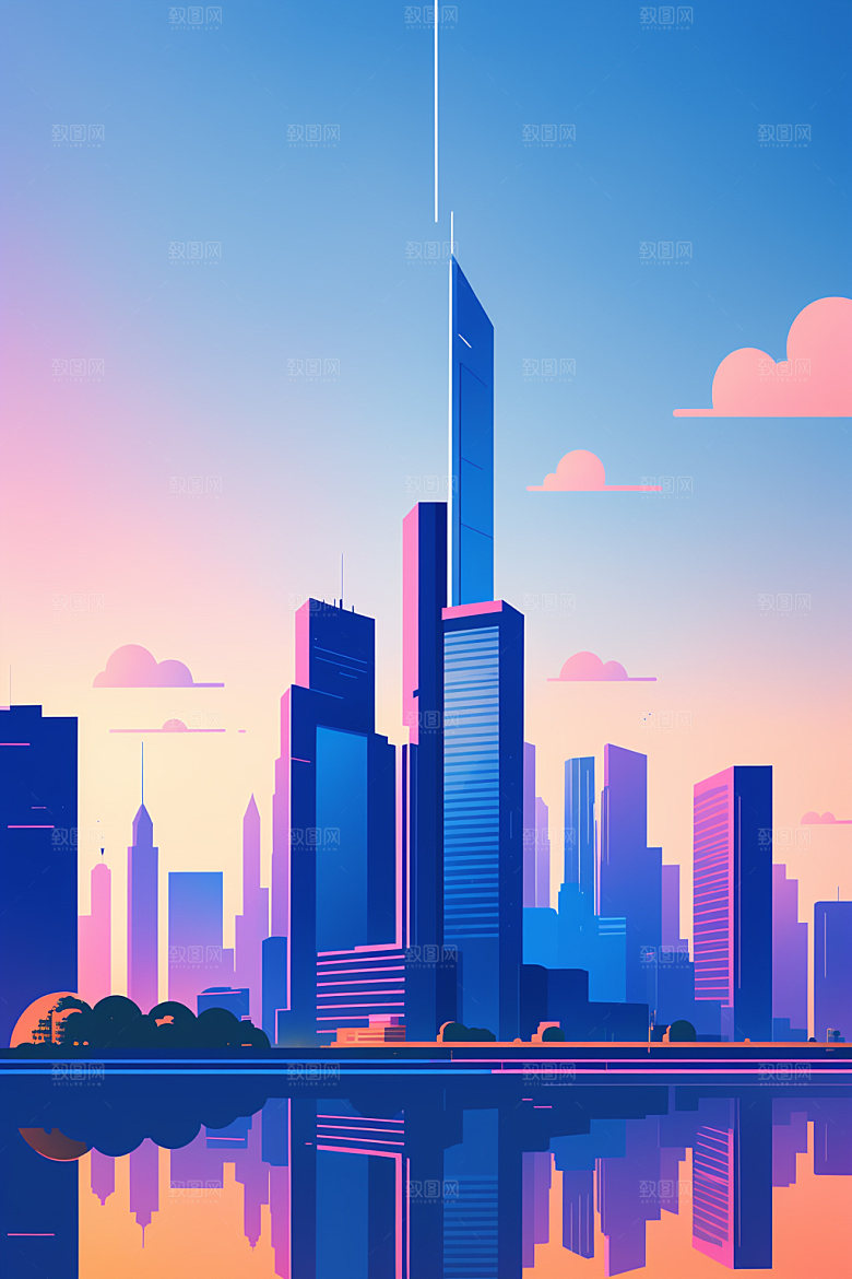 城市都市扁平风插画
