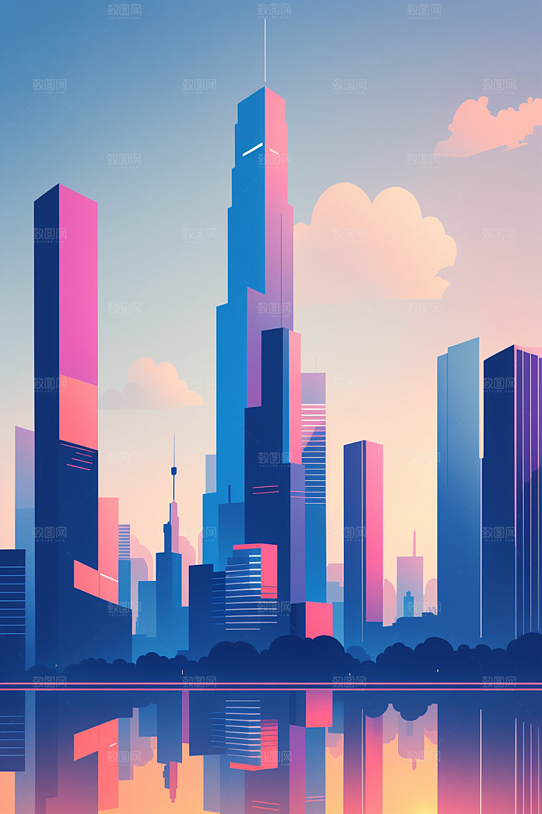 城市都市楼房插画