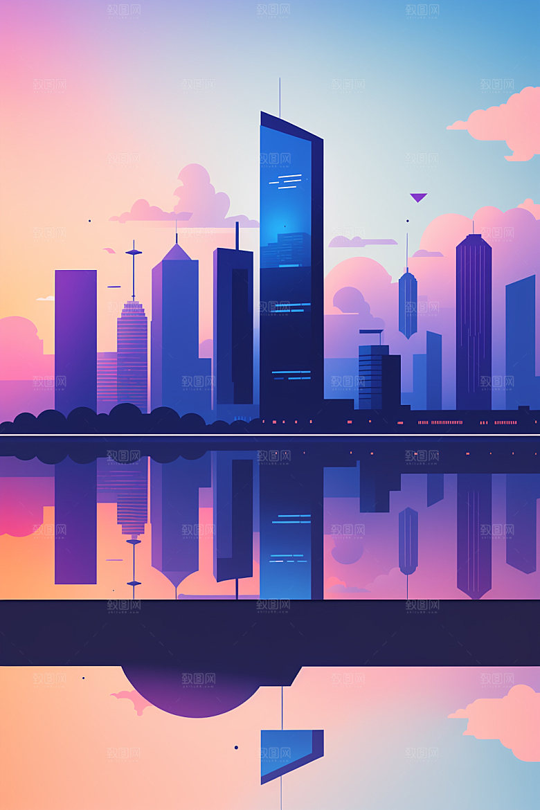 城市都市楼房插画