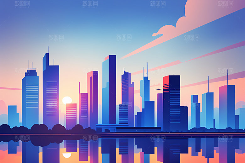 城市艺术大厦插画