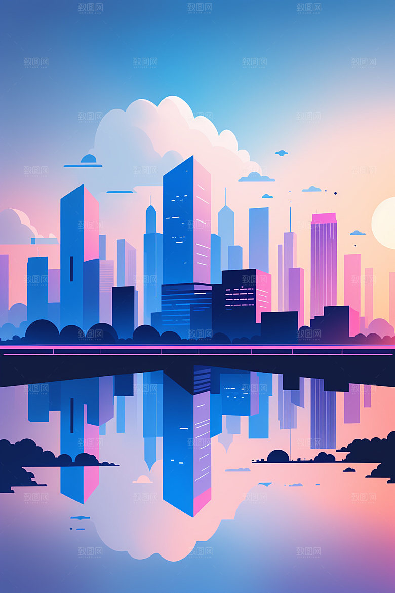 城市都市楼房插画