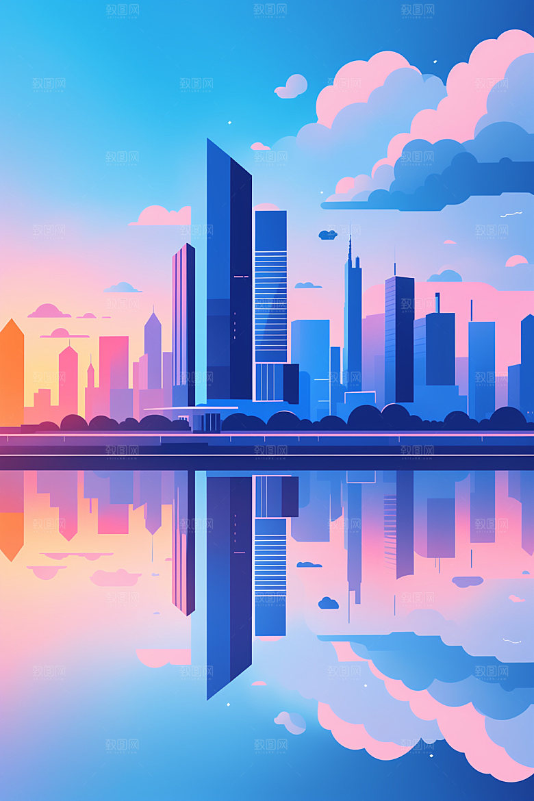 城市楼房大厦插画