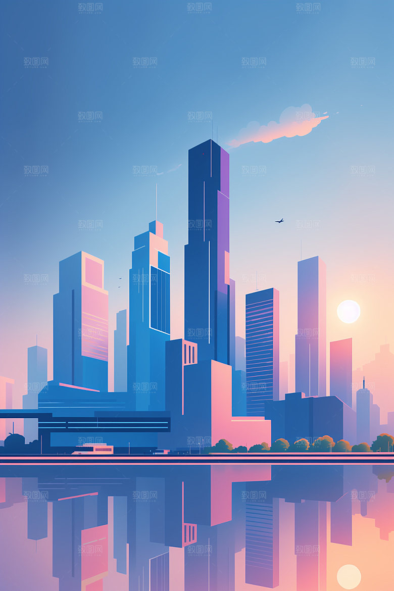 城市地标都市插画