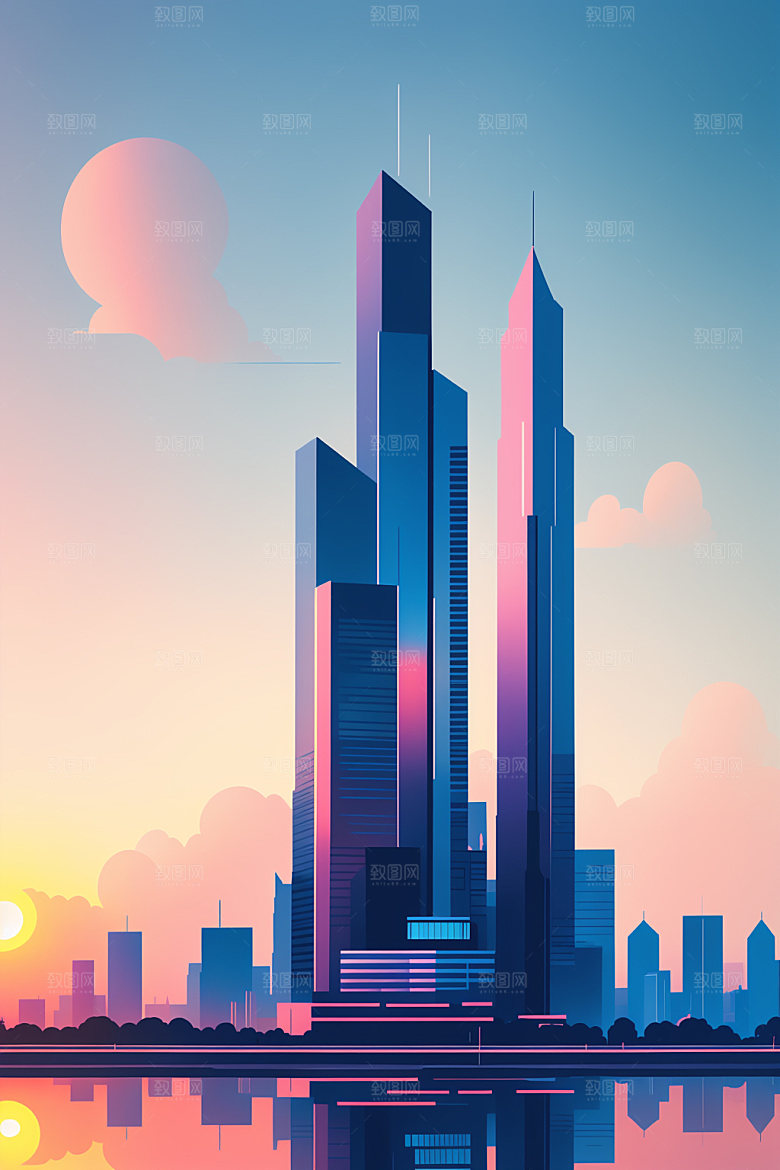 城市都市扁平风插画